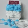 Cintas de pompones azul y blanco Telas, Sedas Y Fieltro