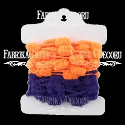 New Cintas de pompones naranja y morado Telas, Sedas Y Fieltro