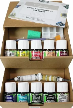 Hot Cofre 10 pinturas Vitrail 45ml Pinturas De Vidrio Y Cerámica |Cerámica Y Vidrio