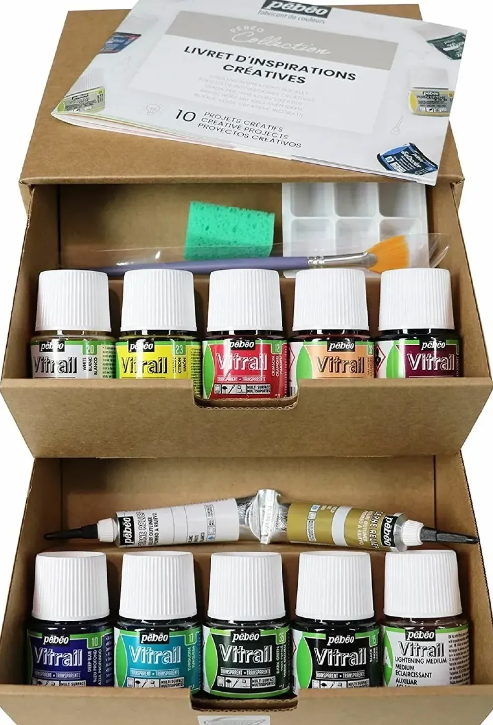 Hot Cofre 10 pinturas Vitrail 45ml Pinturas De Vidrio Y Cerámica |Cerámica Y Vidrio
