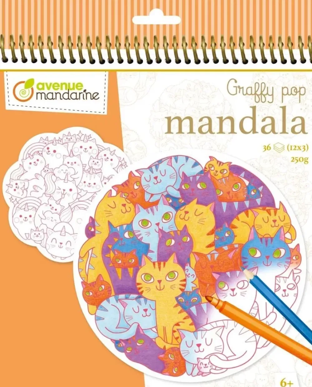 Cuaderno de Colorear Graffy Pop Mandala Gatos Niños Niños Y Regalos