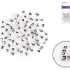 New Cuentas Blancas con Abecedario en Negro 6mm Bisutería