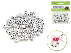 Sale Cuentas de Madera Blanco Abecedario 8mm Bisutería