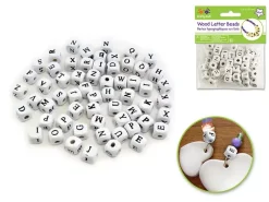 Online Cuentas de Madera Blanco Abecedario 10mm Bisutería