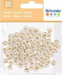 Outlet Cuentas de Perla con Letras Doradas Bisutería