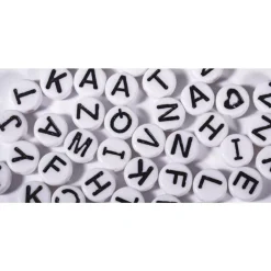 Best Cuentas de Plástico Blanco Abecedario 40g Bisutería