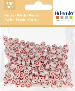 Outlet Cuentas de Plástico con Corazones Rojos 7mm Bisutería