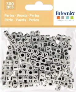 Online Cuentas de Plástico con Letras Blancas 6mm Bisutería