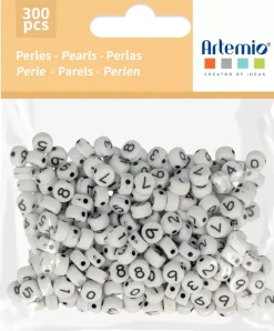 Cuentas de Plástico con Números Blanco 7mm Bisutería