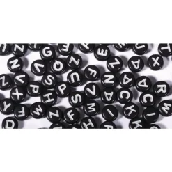 Outlet Cuentas de Plástico Negro Abecedario 40g Bisutería