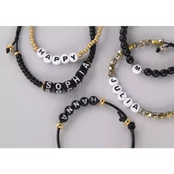 Outlet Cuentas de Plástico Negro Abecedario 40g Bisutería