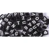 Online Cuentas de Plástico Negro Abecedario 6mm Bisutería