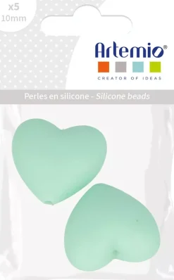Clearance Cuentas de silicona Corazón Verde My little Baby Bisutería