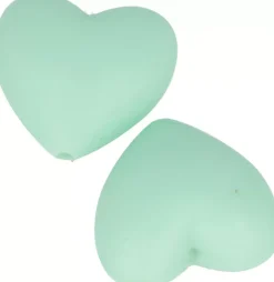 Clearance Cuentas de silicona Corazón Verde My little Baby Bisutería