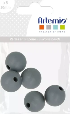 New Cuentas de silicona Gris My little Baby 10mm Bisutería