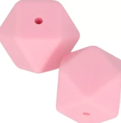 Discount Cuentas de silicona Hexágonos Rosa My little Baby 17mm Bisutería