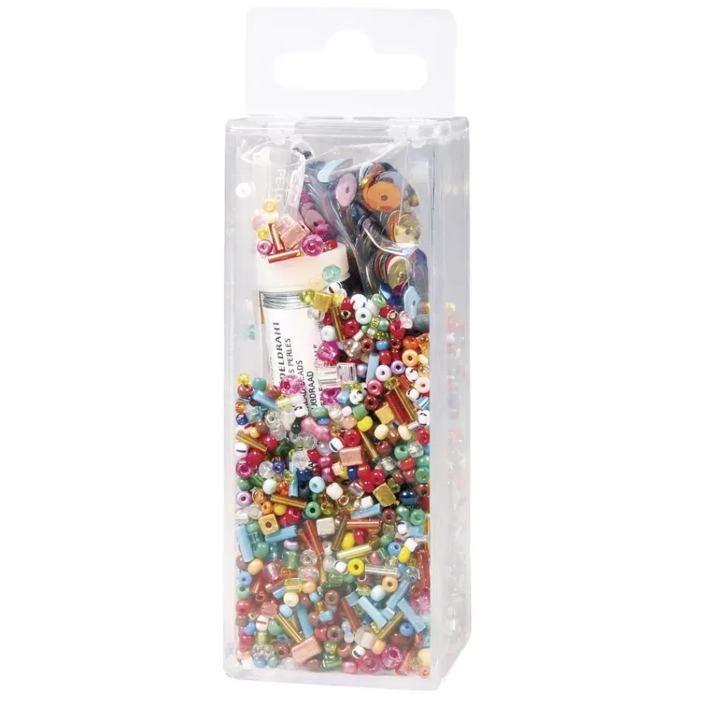 Discount Cuentas de Vidrio Colores + Alambre Pastel 90g Bisutería