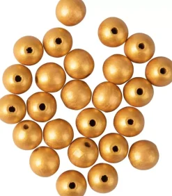 Discount Cuentas Madera Perforadas Doradas 12 mm Bisutería