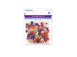 Cuentas Redondas de Colores con Abecedario en Negro 7mm Bisutería