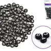 Clearance Cuentas Redondas Negras con Abecedario en Blanco 7mm Bisutería