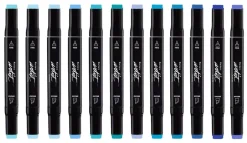 New Estuche 12 Rotuladores Gama Artist Tonos Azules Rotuladores