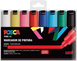 Clearance Estuche 8 rotuladores PC8K Grueso punta biselada Uni Rotuladores