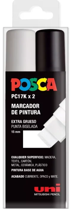 Discount Estuche 2 Rotuladores PC17K Blanco y Negro Uni Rotuladores