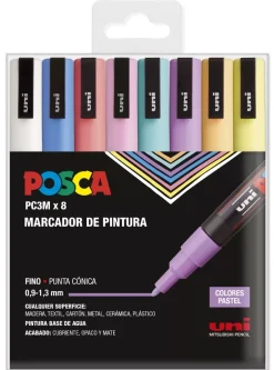 New Estuche 8 rotuladores PC3M Colores Pastel Uni Rotuladores