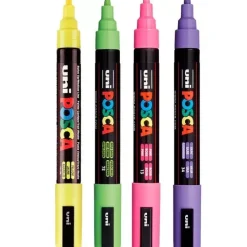 Discount Estuche 4 Rotuladores PC5M Medio Punta Cónica Colores Brillantes Uni Rotuladores