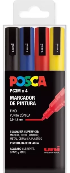 Hot Estuche 4 rotuladores PC3M Fino Uni Rotuladores