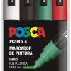 New Estuche 4 Rotuladores PC5M Medio Punta Cónica Navidad Uni Rotuladores