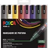 New Estuche 8 Rotuladores PC5M Medio Punta Cónica Colores Oscuros Uni Rotuladores