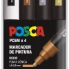 Hot Estuche 4 Rotuladores PC5M Medio Punta Cónica Colores Galaxia Uni Rotuladores
