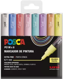 Estuche 8 rotuladores PC1M Pastel Extra Fino Uni Rotuladores