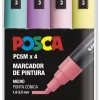 Clearance Estuche 4 Rotuladores PC5M Medio Punta Cónica Pastel Uni Rotuladores