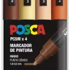 Discount Estuche 4 Rotuladores PC5M Medio Punta Cónica Tonos Madera Uni Rotuladores