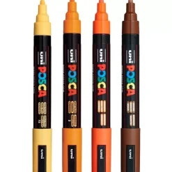 Discount Estuche 4 Rotuladores PC5M Medio Punta Cónica Tonos Madera Uni Rotuladores