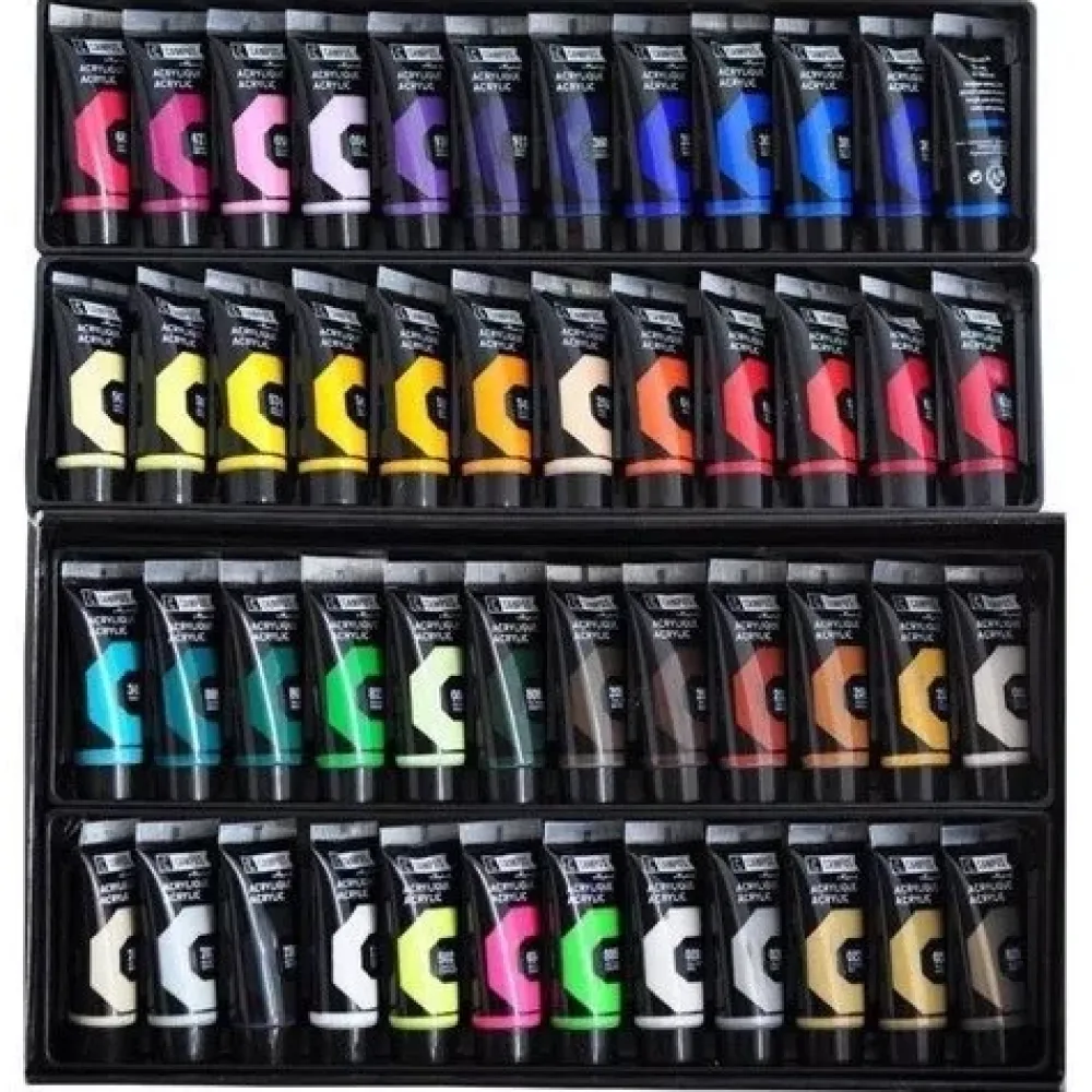 Discount Estuche de cartón Campus acrílico 48 tubos de 21 ml + 1 bastidor Pinturas Acrílicas