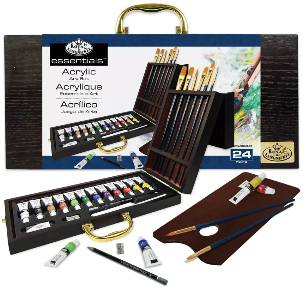 Discount Estuche de Madera con 24 Pinturas Acrílicas Pinturas Acrílicas