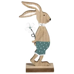 New Figura Conejo de Madera Con Flor Maderas
