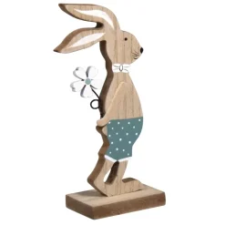 New Figura Conejo de Madera Con Flor Maderas