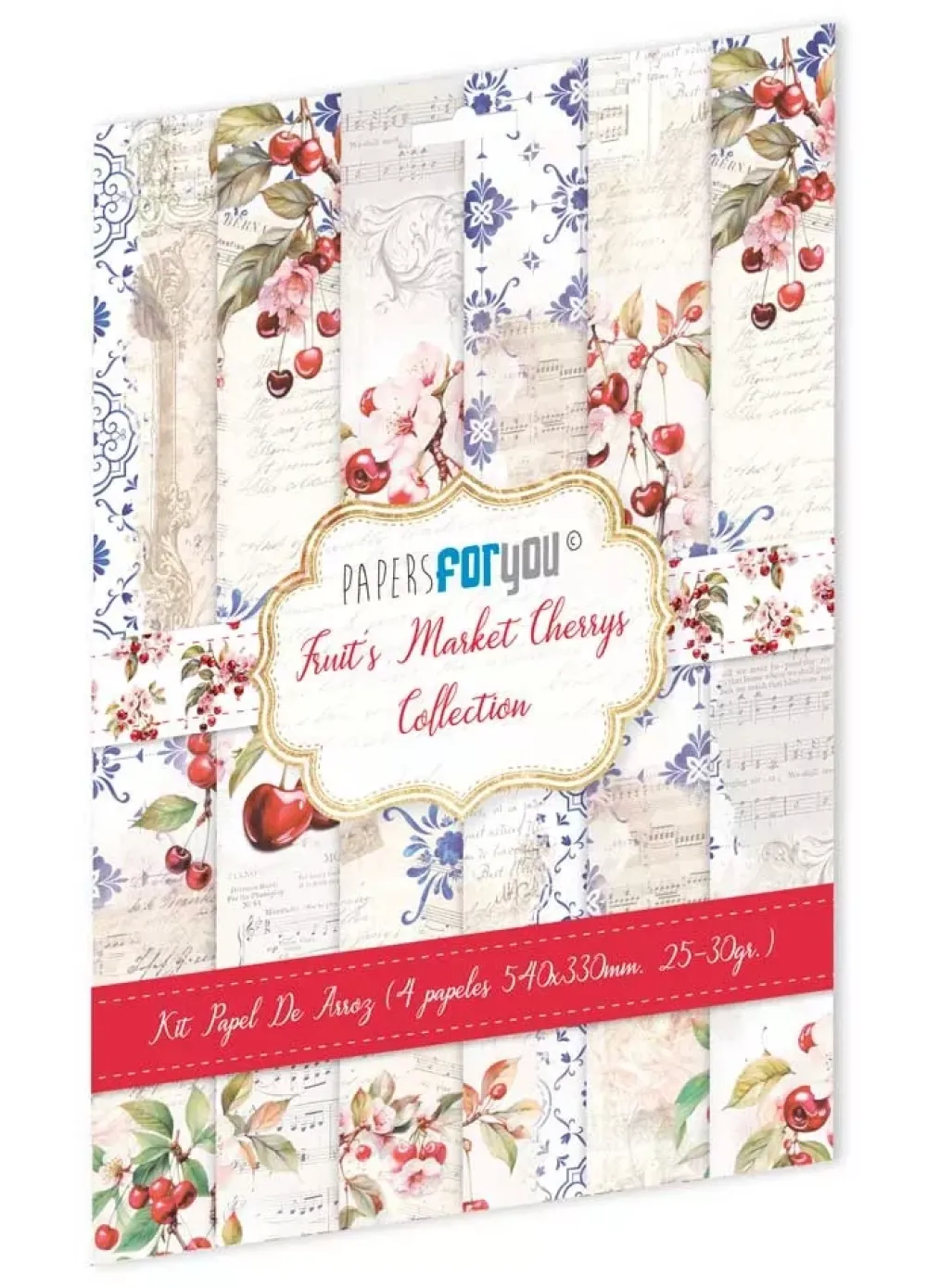 Sale Kit 4 Papeles de Arroz Cherrys Fruits Market 54x33cm Papel Y Decoupage