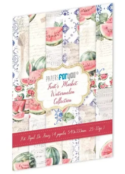 Sale Kit 4 Papeles de Arroz Watermelon Fruits Market 54x33cm Papel Y Decoupage