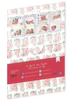 Sale Kit 4 Papeles de Arroz Watermelon Fruits Market 54x33cm Papel Y Decoupage