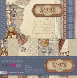 Hot Kit 8 papeles de tela Santa's Workshop 30x30cm Navidad