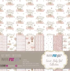 Clearance Kit 8 Papeles Tela Sweet Baby Girl 30x30cm Telas, Sedas Y Fieltro