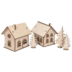 New Kit 3D Casitas de madera con luces Navidad