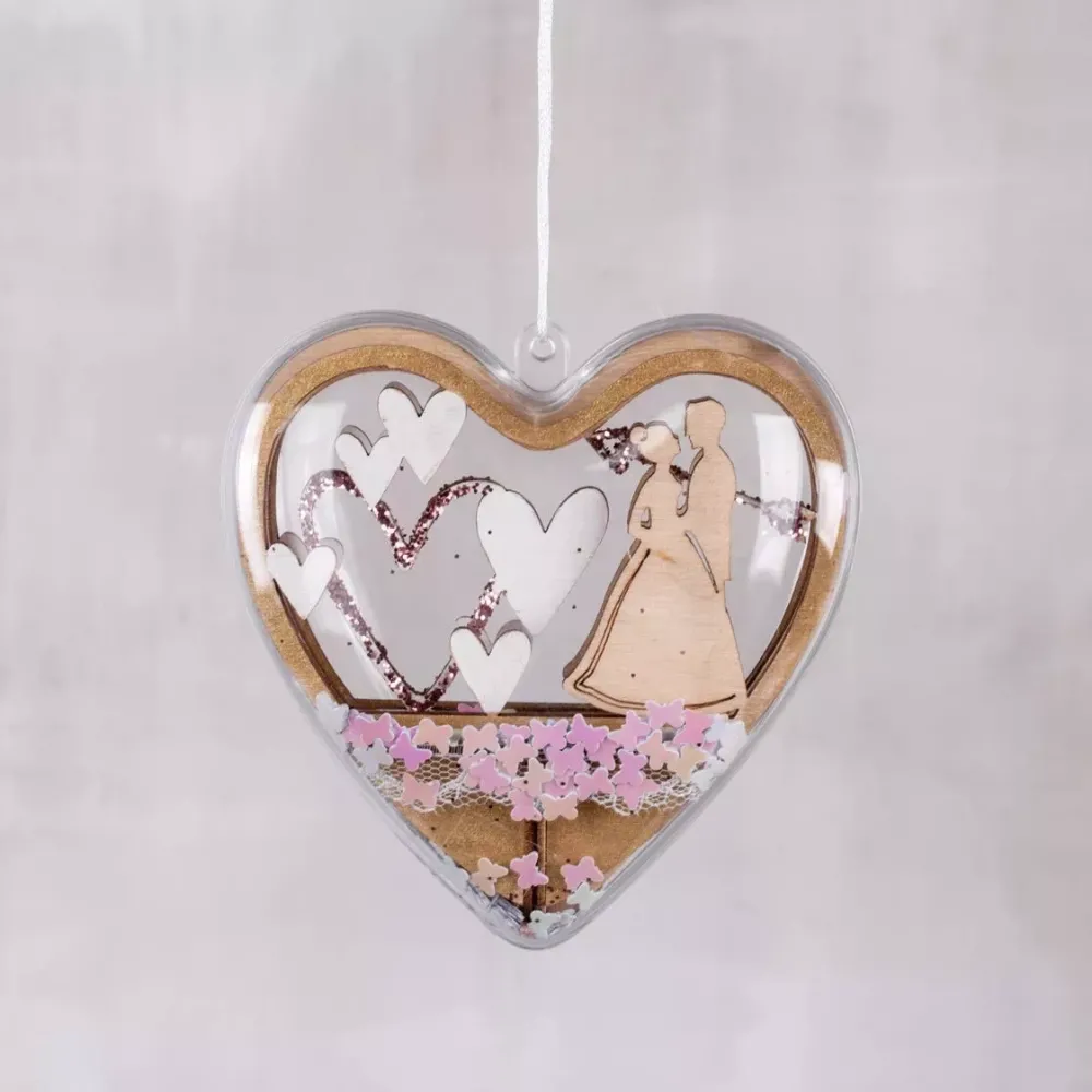 Sale Kit 3D de Madera Corazón Decorativo Pareja Nupcial Maderas