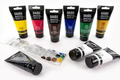 Online Kit de Iniciación 9 Acrílicos Basics + 6 Pinceles Pinturas Acrílicas