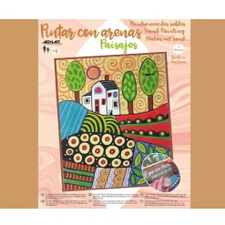 Outlet Kit Pintar con Arenas de Colores Paisaje Naif Naranja 38x46cm Arenas